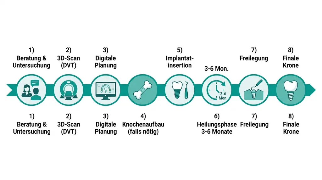 Behandlungsablauf Zahnimplantation in 8 Schritten