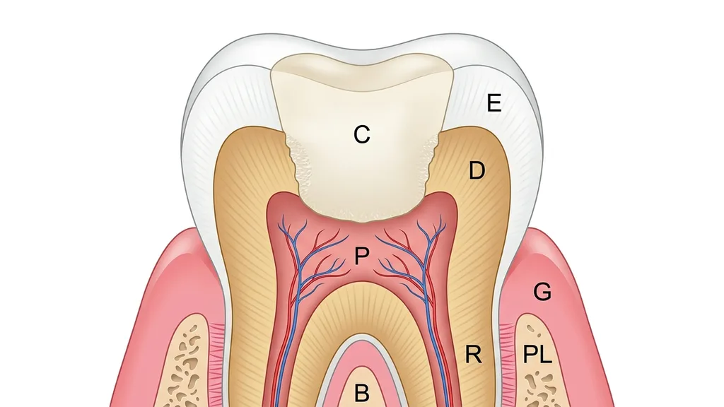 Querschnitt eines Zahns mit zahnfarbener Kompositfüllung