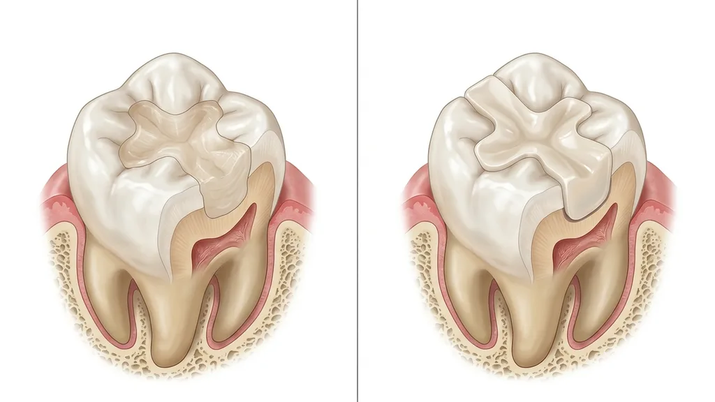 Direktvergleich — Kompositfüllung und Keramikinlay im selben Zahn