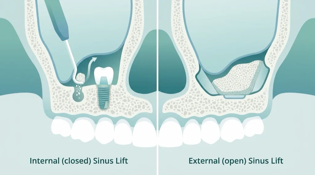 Interner vs. Externer Sinuslift: Zwei Techniken im Vergleich