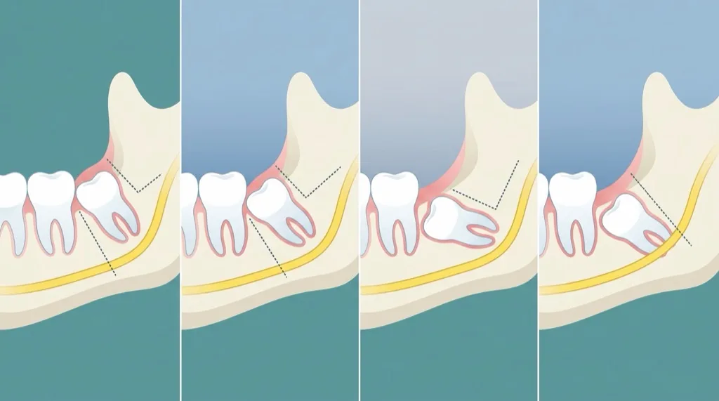 Weisheitszahnentfernung: Verlagerte und impaktierte Weisheitszähne im Querschnitt