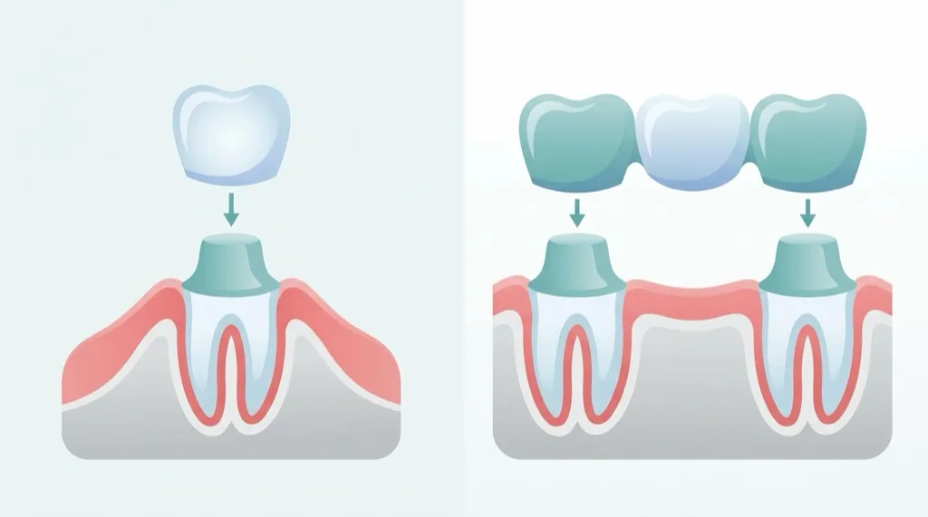 Zahnkrone und Zahnbrücke im anatomischen Vergleich