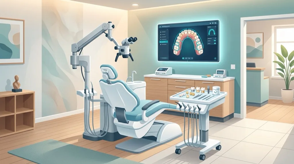 Zahnarztpraxis Dr. Dickel in München-Oberföhring — modernes Behandlungszimmer für Zahnersatz